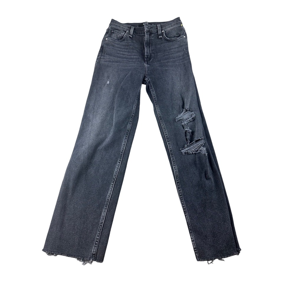 Hudson Remi Jeans Women 25 Black Relaxed Straight High Rise Distressed Grunge